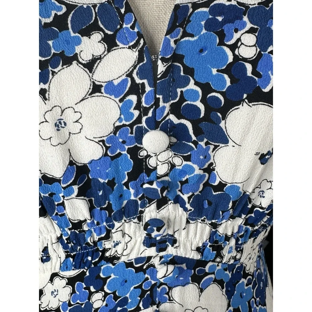 FAITHFULL THE BRAND Women's Casual White Blue Floral Midi Dress US‎ 6